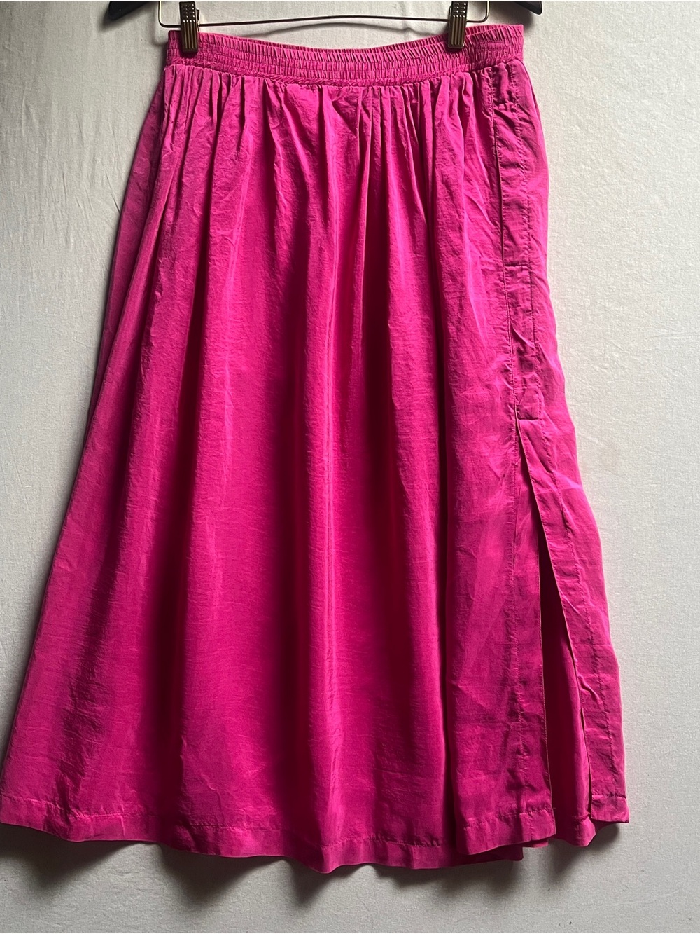 Vintage Lβultima 100% Silk Hot Pink A Line Midi Skirt Womens 10 - Picture 4 of 7